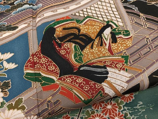 平和屋着物■豪華黒留袖 作家物 平安人物文 暈し染め 金彩 正絹 逸品 BAAW2851yc