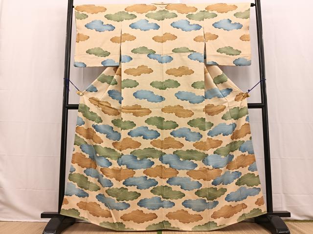 平和屋着物■訪問着 雲重ね文 正絹 逸品 BAAW2865yc