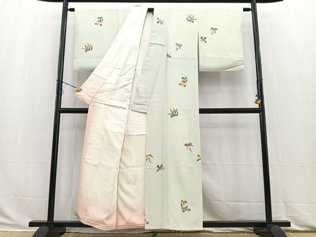 平和屋着物■上質な小紋 型染め 更紗花文 正絹 逸品 BAAW2878yc