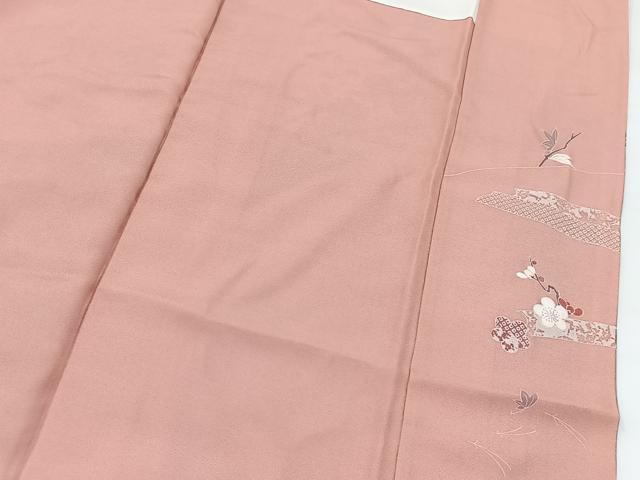 平和屋着物■訪問着 吉祥花車文 退紅色 暈し染め 金銀彩 正絹 逸品 未使用 BAAW2898yc