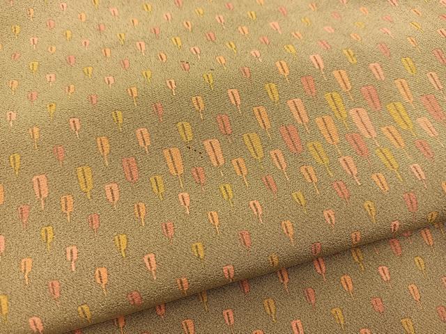 平和屋着物■上質な小紋 扇文 岩井茶色 正絹 逸品 BAAW2929yc