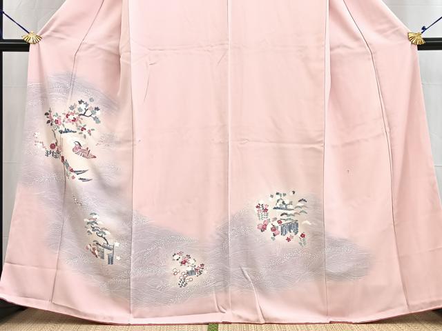平和屋着物■訪問着 友禅 流水花鳥文 暈し染め 正絹 逸品 BAAW2938yc
