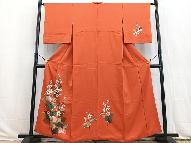 平和屋着物■訪問着 手描き ろうけつ染め 草花文 正絹 逸品 BAAW2940yc