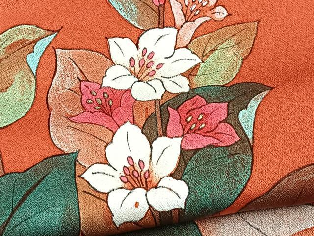 平和屋着物■訪問着 手描き ろうけつ染め 草花文 正絹 逸品 BAAW2940yc