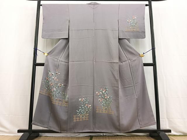 平和屋着物■訪問着 手描き 草花文 暈し染め 正絹 逸品 BAAW2941yc