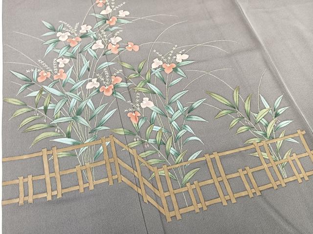 平和屋着物■訪問着 手描き 草花文 暈し染め 正絹 逸品 BAAW2941yc