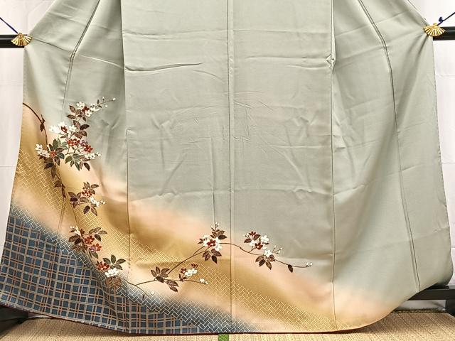 平和屋着物■訪問着 枝花文 暈し染め 金彩 正絹 逸品 BAAW2951yc