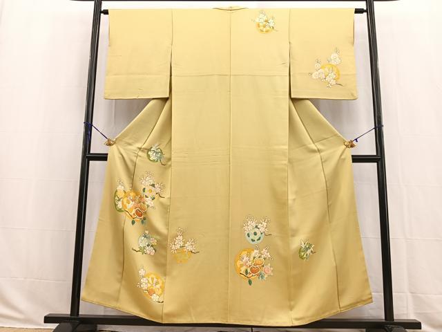 平和屋着物■訪問着 片輪車花文 金彩 正絹 逸品 BAAW2954yc