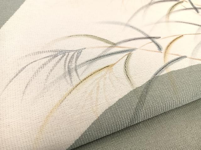 平和屋着物▽六通柄袋帯 スリーシーズン 春夏秋 ススキ 銀彩 正絹 逸品 BAAW2956yc