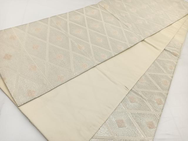 平和屋着物◎六通柄袋帯 唐織 花菱文 銀糸 正絹 逸品 BAAW2978yc