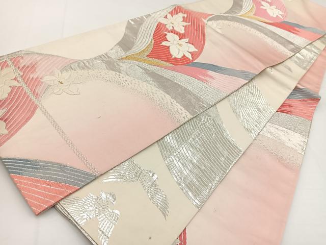 平和屋着物◎両面 六通柄袋帯 唐織 カトレア 金銀糸 正絹 逸品 BAAW3000yc