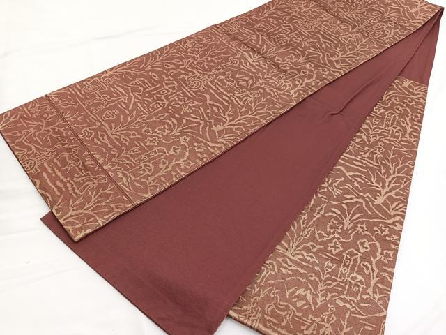 平和屋着物◎六通柄袋帯 動物人物風景文 金糸 正絹 逸品 BAAW3005hv