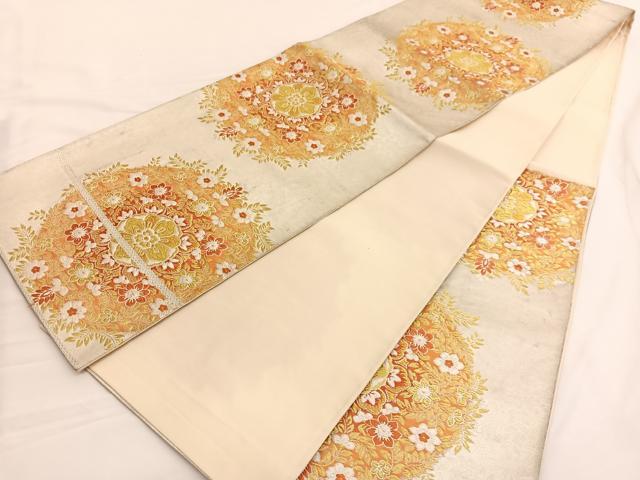 平和屋着物◎六通柄袋帯 唐織 宝相華 金銀糸 正絹 逸品 BAAW3054hv