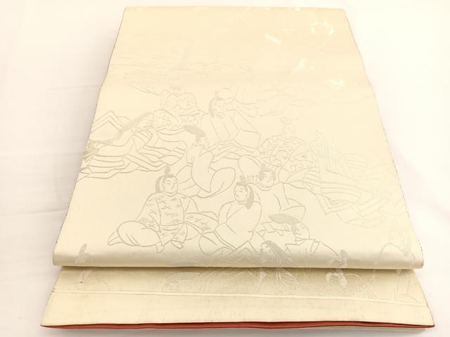 平和屋着物◎両面 全通柄袋帯 三十六歌仙 金糸 正絹 逸品 BAAW3067hv
