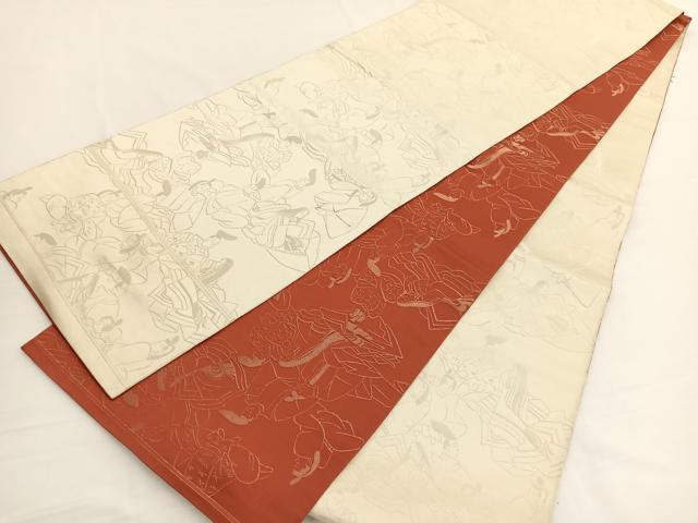 平和屋着物◎両面 全通柄袋帯 三十六歌仙 金糸 正絹 逸品 BAAW3067hv