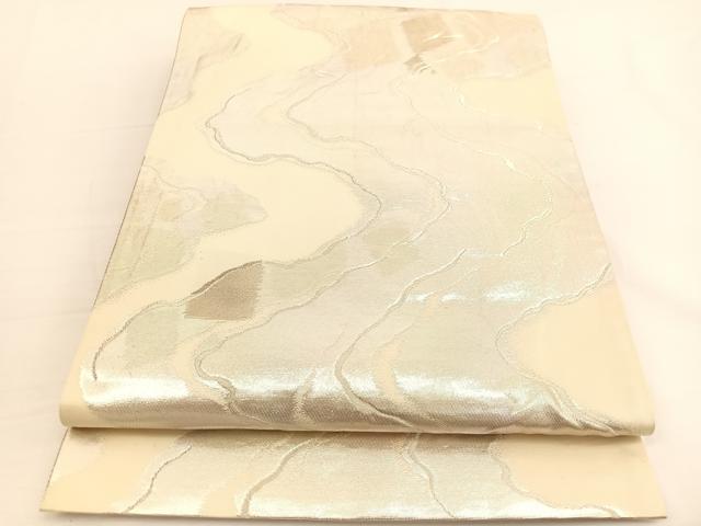 平和屋着物◎六通柄袋帯 道長文様 銀糸 正絹 逸品 BAAW3071hv