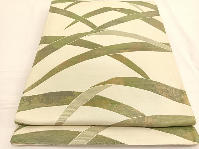 平和屋着物◎六通柄袋帯 草葉文 金糸 正絹 逸品 BAAW3092hv
