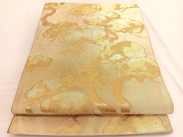 平和屋着物◎六通柄袋帯 松 金糸 正絹 逸品 BAAW3101hv