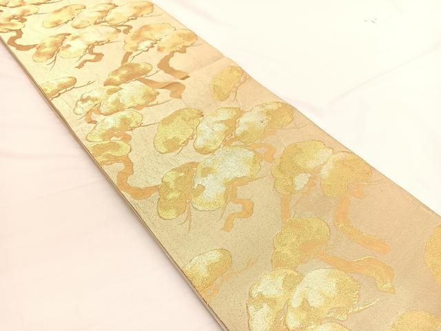 平和屋着物◎六通柄袋帯 松 金糸 正絹 逸品 BAAW3101hv