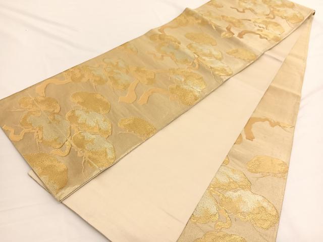 平和屋着物◎六通柄袋帯 松 金糸 正絹 逸品 BAAW3101hv