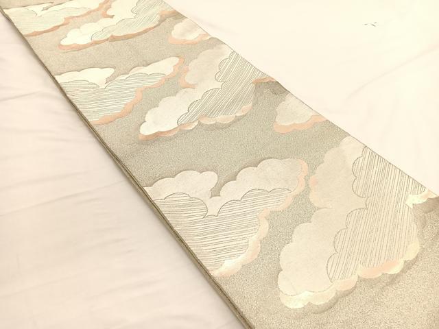 平和屋着物◎六通柄袋帯 瑞雲 金銀糸 正絹 逸品 BAAW3103hv