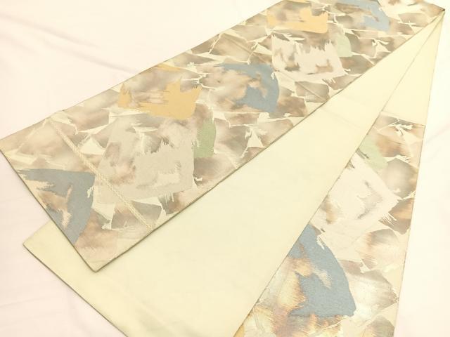 平和屋着物◎西陣 服部織物謹製 六通柄袋帯 こはく錦 破れ色紙 金銀糸 正絹 逸品 BAAW3109hv