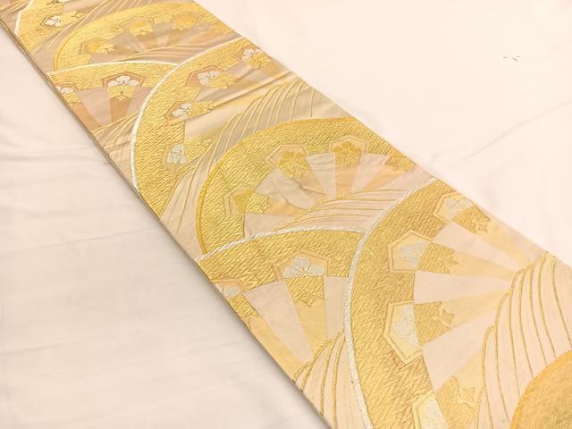 平和屋着物◎六通柄袋帯 片輪車 金銀糸 正絹 逸品 BAAW3121hv