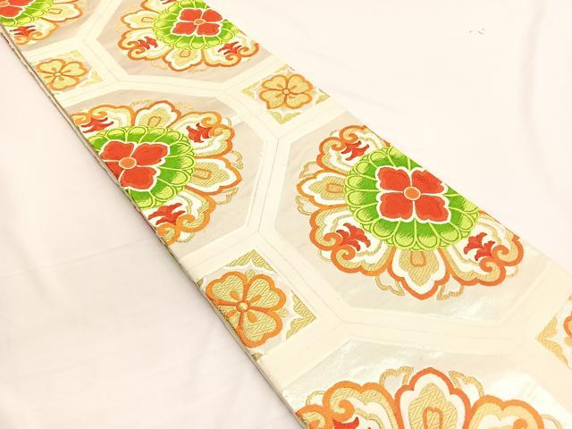 平和屋着物◎六通柄袋帯 蜀江花文 金糸 正絹 逸品 BAAW3144hv