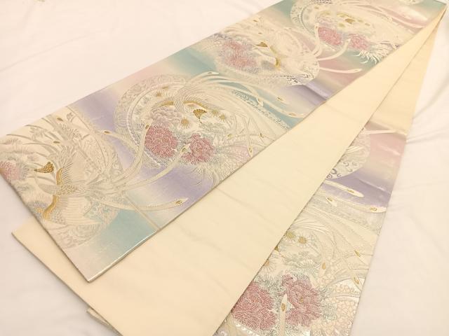 平和屋着物◎六通柄袋帯 唐織 鳳凰花文 金銀糸 正絹 逸品 BAAW3233hv
