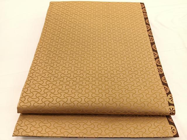 平和屋着物◎両面 六通柄袋帯 扇面花蝶文 金糸 正絹 逸品 BAAW3254hv