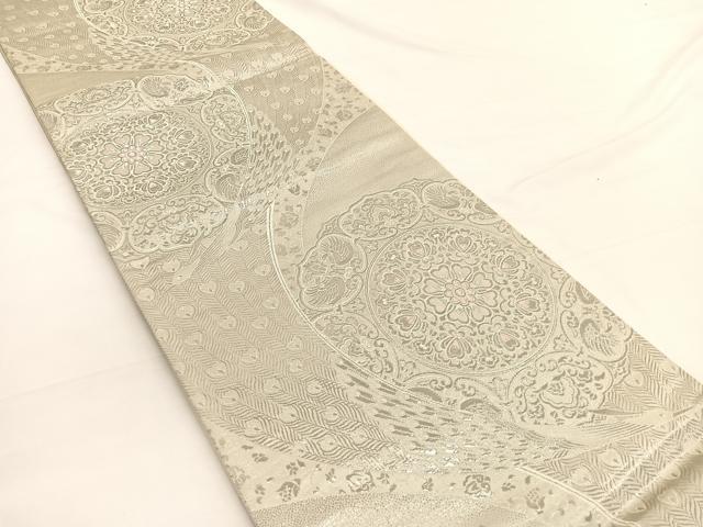 平和屋着物◎六通柄袋帯 レジール華文 プラチナ箔 九百錦 正絹 逸品 BAAW3272hv