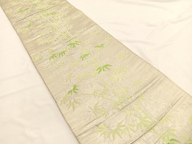 平和屋着物◎六通柄 京袋帯 唐織 笹竹文 銀糸 正絹 逸品 BAAW3275hv