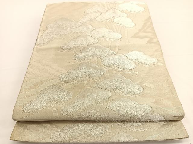 平和屋着物◎六通柄袋帯 浜松文 銀糸 正絹 逸品 BAAW327hv