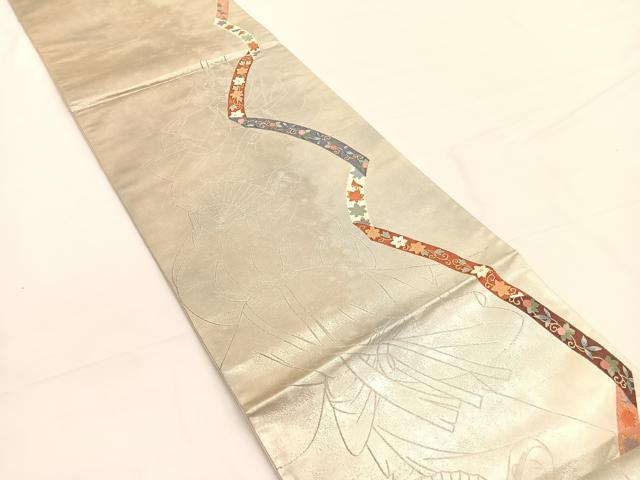平和屋着物◎六通柄袋帯 唐織 芸水の宴 金銀糸 引箔 正絹 逸品 未使用 BAAW3288hv