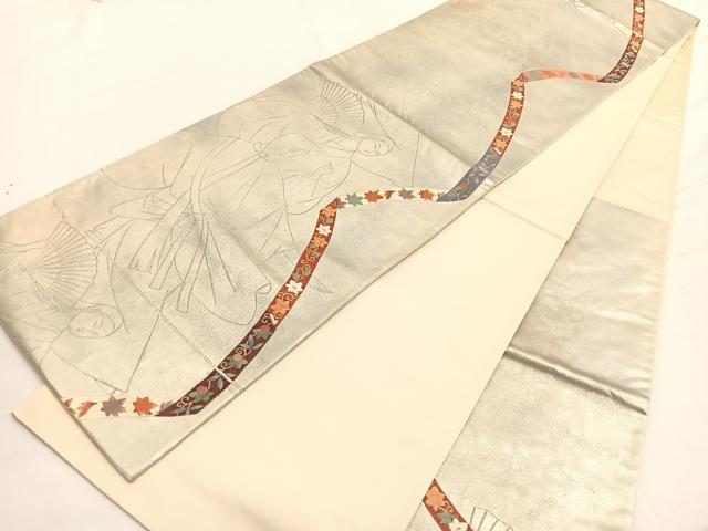 平和屋着物◎六通柄袋帯 唐織 芸水の宴 金銀糸 引箔 正絹 逸品 未使用 BAAW3288hv