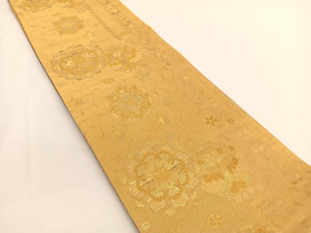 平和屋着物◎佐賀錦 六通柄袋帯 宝相華向かい鳥花文 金糸 正絹 逸品 BAAW3292hv