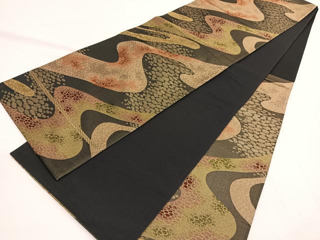 平和屋着物◎六通柄袋帯 石畳文様 金糸 正絹 逸品 BAAW3303hv
