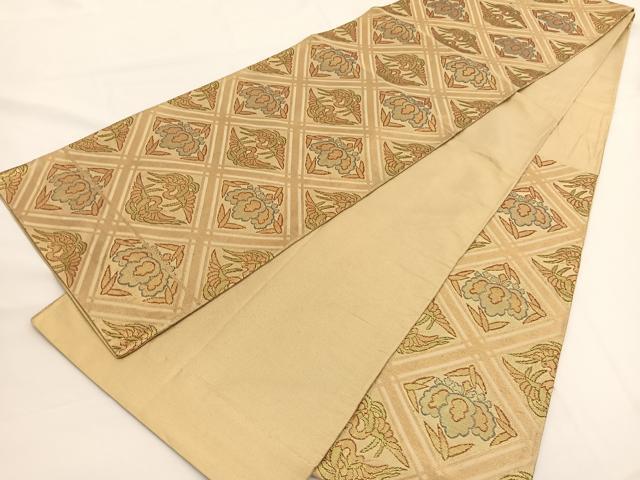 平和屋着物◎佐賀錦 六通柄袋帯 菱天井向かい鳳凰桐文 金糸 正絹 逸品 BAAW3305hv