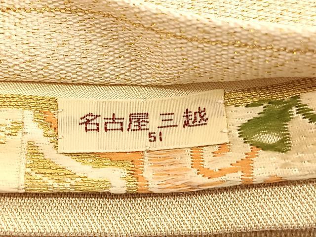 平和屋着物◎創作j 太鼓柄袋帯 牡丹花文 金銀糸 三越扱い 正絹 逸品 BAAW3315hv