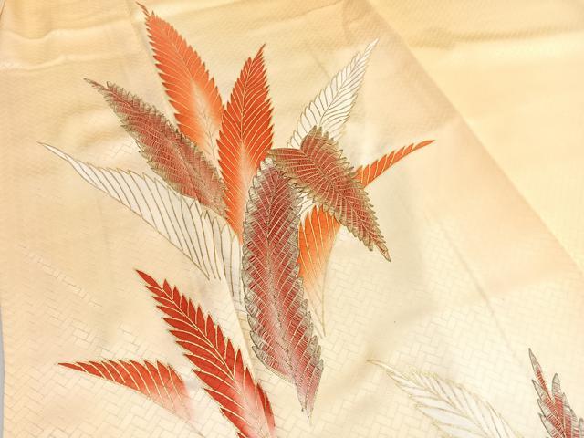 平和屋着物■訪問着 刺繍 草葉文 暈し染め 金彩 正絹 逸品 BAAW3370hv