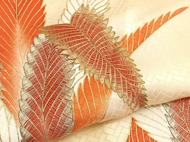 平和屋着物■訪問着 刺繍 草葉文 暈し染め 金彩 正絹 逸品 BAAW3370hv