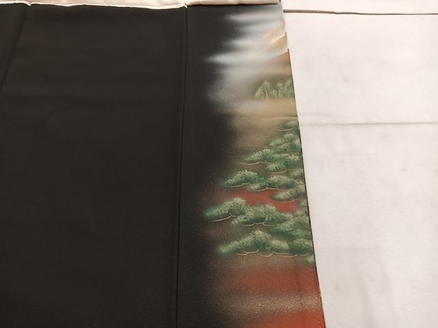 平和屋着物■豪華黒留袖 作家物 手描き 樹林風景文 暈し染め 金彩 正絹 逸品 BAAW3409mz
