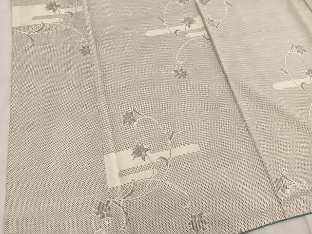 平和屋着物●本場大島紬 白大島 9マルキ エ霞枝花文 正絹 逸品 BAAW3433mz