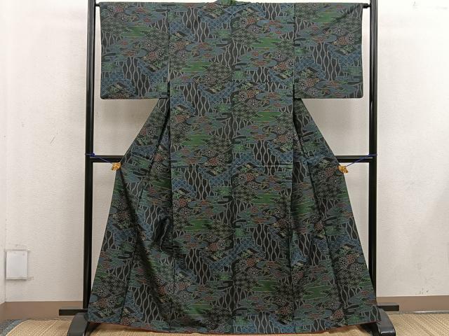 平和屋着物●本場大島紬 立涌花文 正絹 逸品 BAAW3459mz