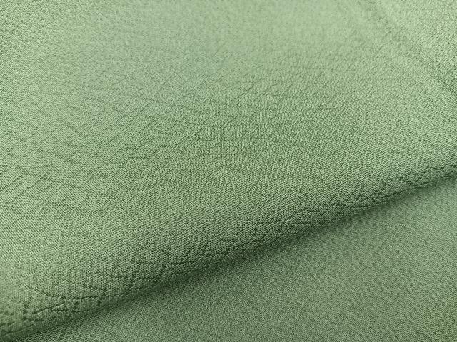 平和屋着物●上質な色無地 寿光織 松葉色 反端付き 正絹 逸品 BAAW3479mz