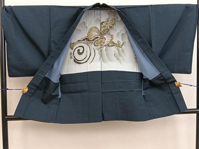 平和屋着物●男性 紬 アンサンブル 80亀甲 正絹 逸品 BAAW3483mz