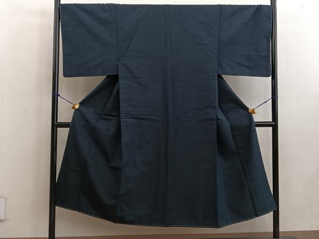 平和屋着物●男性 紬 黒緑色 正絹 逸品 未使用 BAAW3484mz