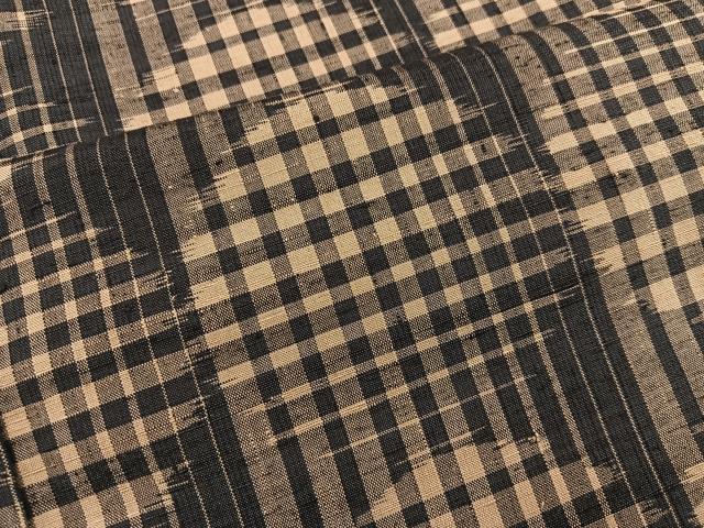 平和屋着物●上質な紬 萬葉織 格子柄 証紙付き 正絹 逸品 BAAW3485mz