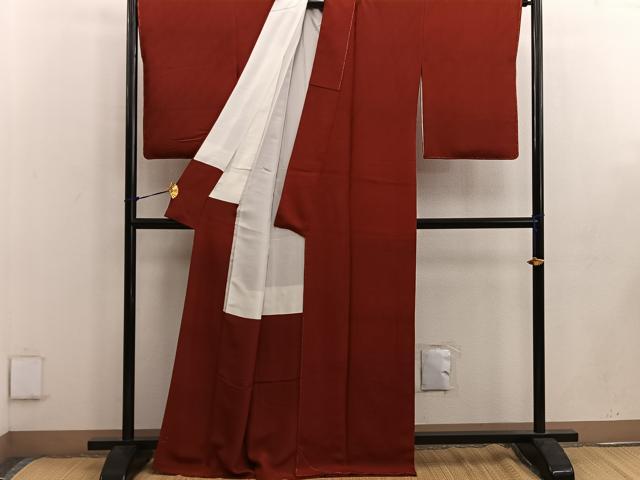 平和屋着物●上質な色無地 樹林地紋 蘇芳色 正絹 逸品 未使用 BAAW3496mz