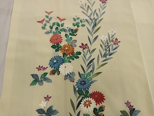 平和屋着物●本加賀友禅作家 鶴見保次 訪問着 草花文 正絹 逸品 BAAW3501mz